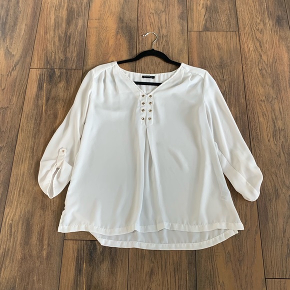 (2/$10) Dynamite Blouse with Gold LaceUp Detail - Picture 1 of 5